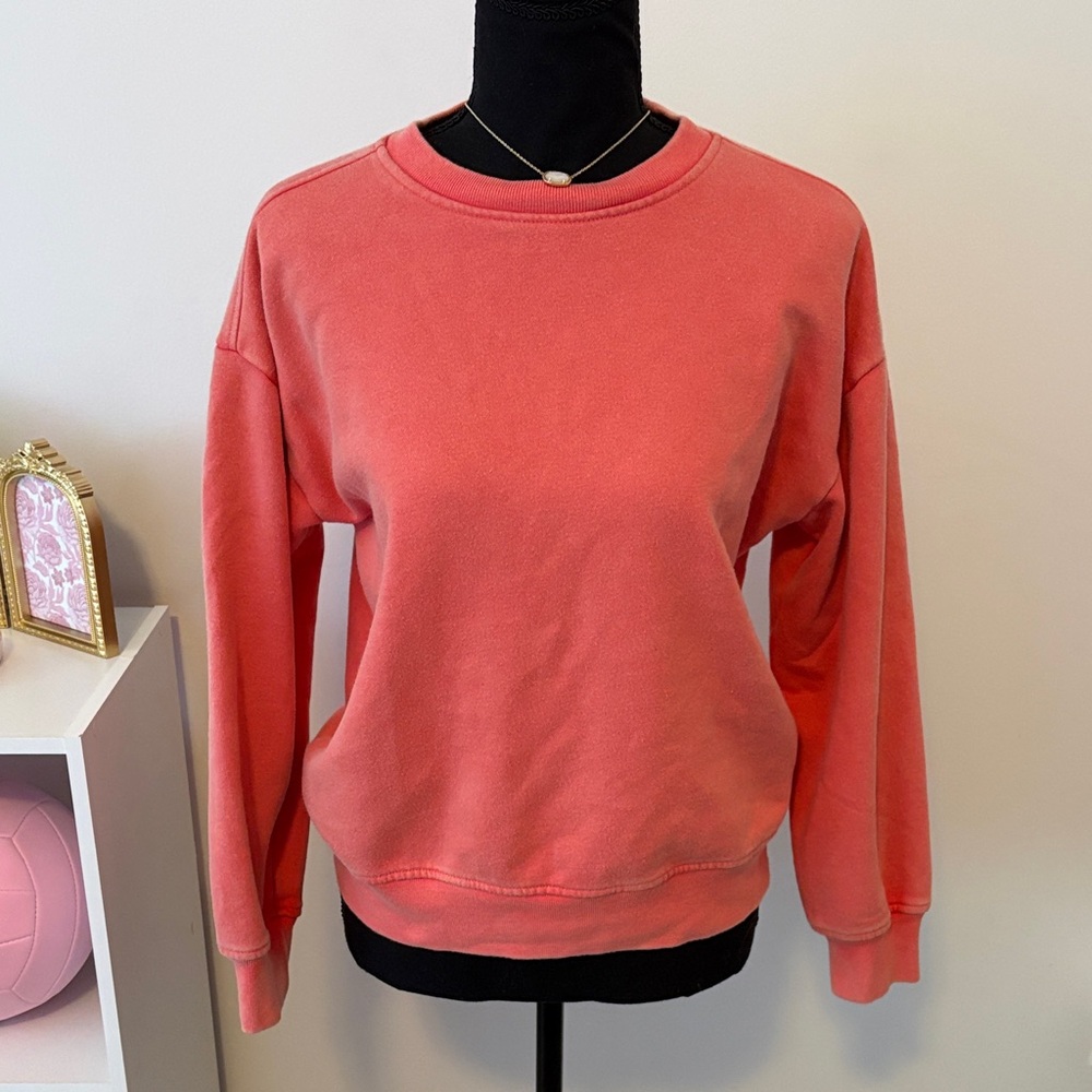 Girls Washed Coral Crewneck Sweatshirt